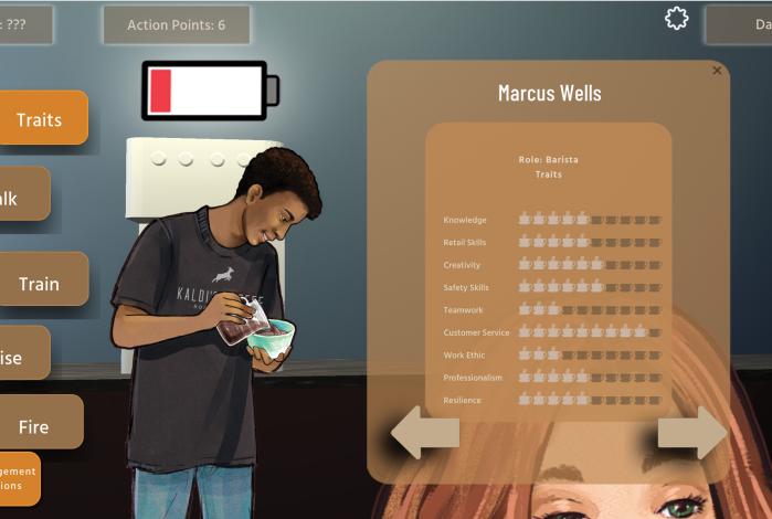 Image from the virtual Kaldi coffee shop game