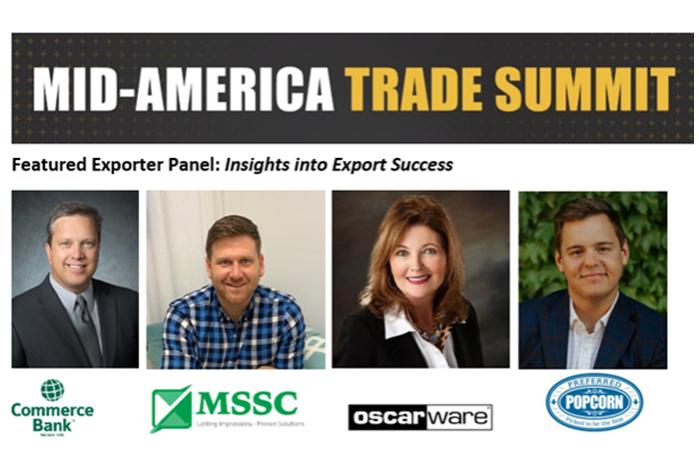 Collage of 4 panelist headshots from the "Mid America Trade Summit Exporter Panel: Insights into Export Success