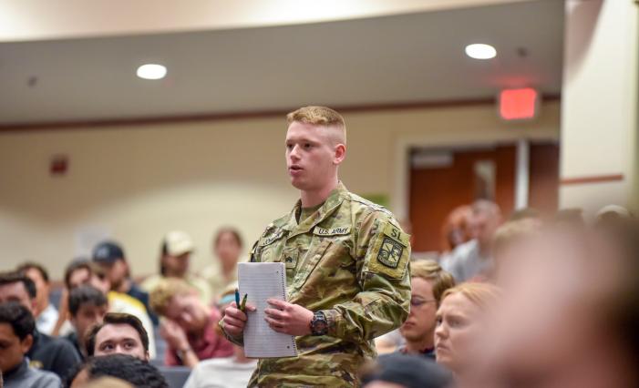 Students from the audience had a chance to ask Novak questions about his leadership philosophy.